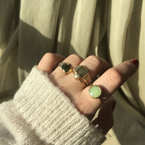 Yeşil Fasetli Akik Taş Yüzük