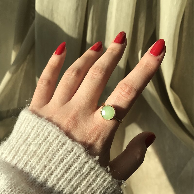 Yeşil Fasetli Akik Taş Yüzük