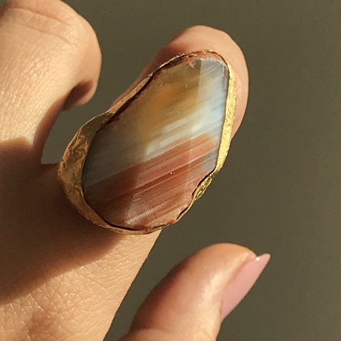 Büyük Kalsedon Taş Yüzük