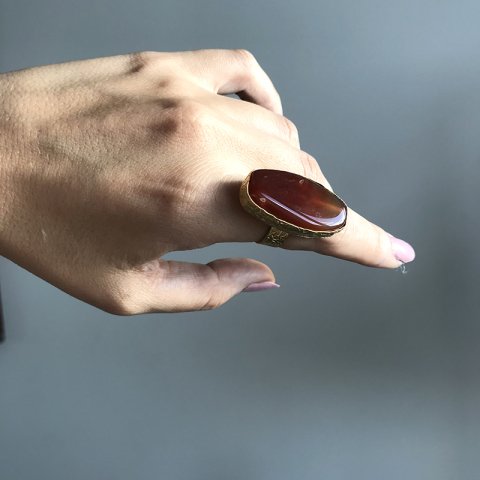 Büyük Kızıl Akik Taşı Yüzük