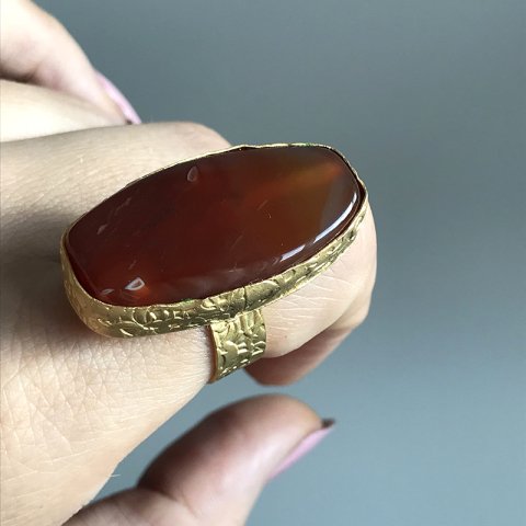 Büyük Kızıl Akik Taşı Yüzük