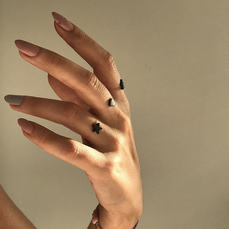 Tattoo Hematit Hayalet Yüzük Üçlü Set