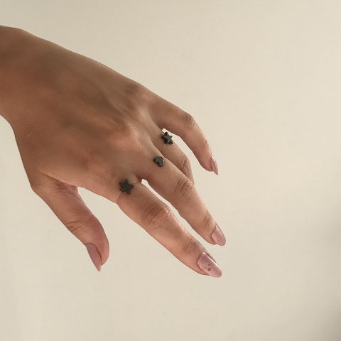 Tattoo Hematit Hayalet Yüzük Üçlü Set