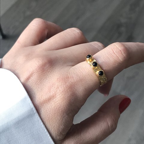 Üç Gözlü Oniks Taş Yüzük