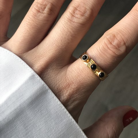 Üç Gözlü Oniks Taş Yüzük