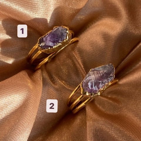 Ametist Kristali İşlenmemiş Yüzük
