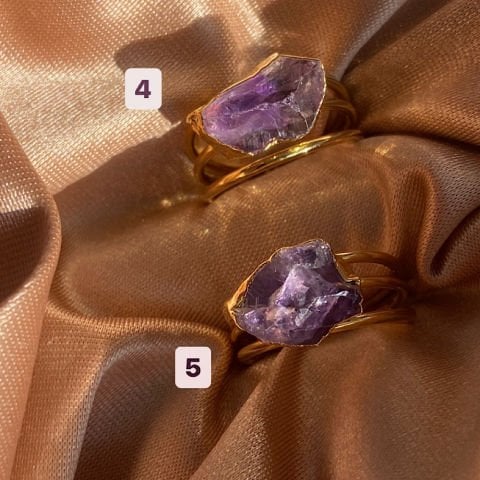 Ametist Kristali İşlenmemiş Yüzük