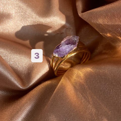 Ametist Kristali İşlenmemiş Yüzük