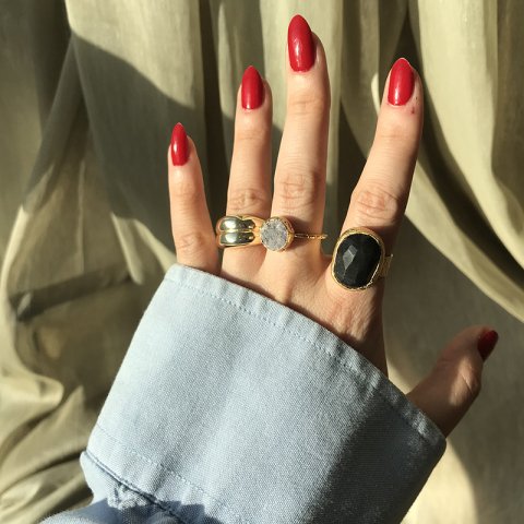 Büyük Obsidyen Taş Yüzük