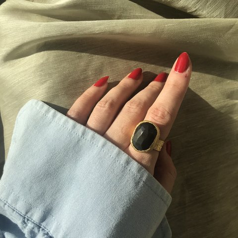 Büyük Obsidyen Taş Yüzük