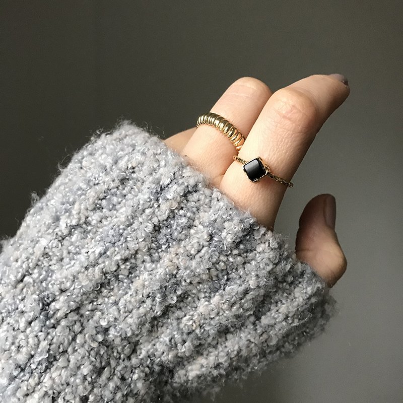 Kare Oniks Doğal Taş Yüzük