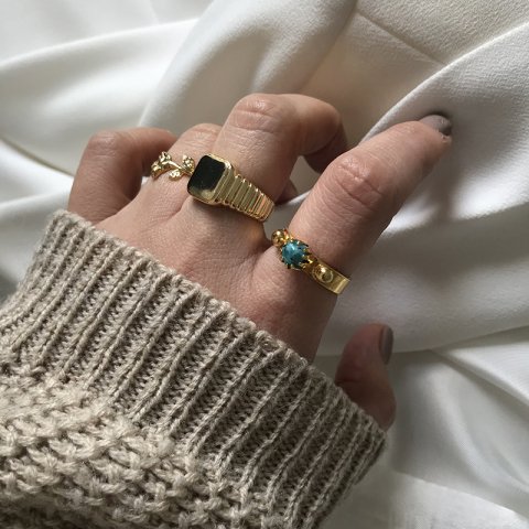 Tırnak Kafesli Turkuaz Taşlı Yüzük