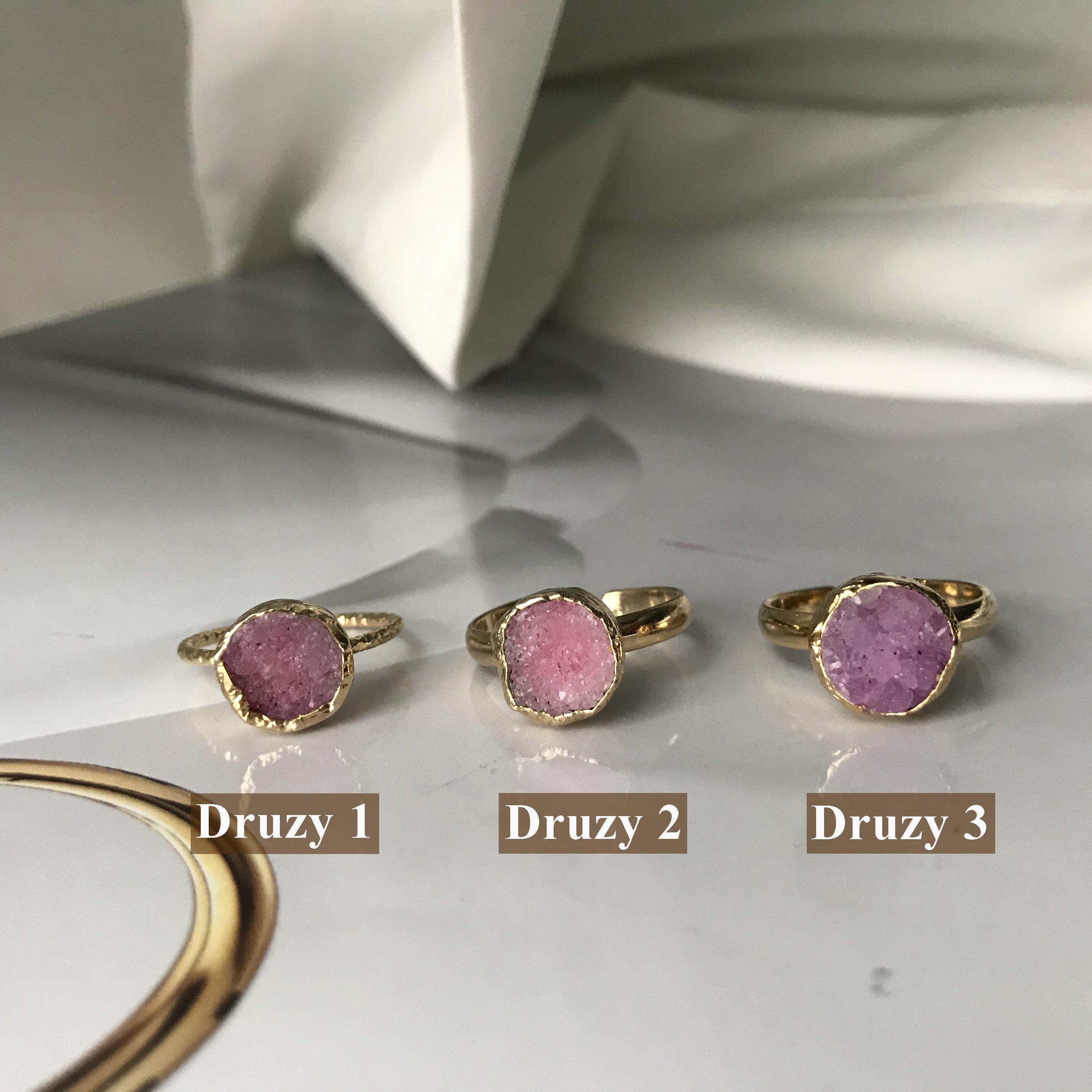 Pembe Druzy Yüzük