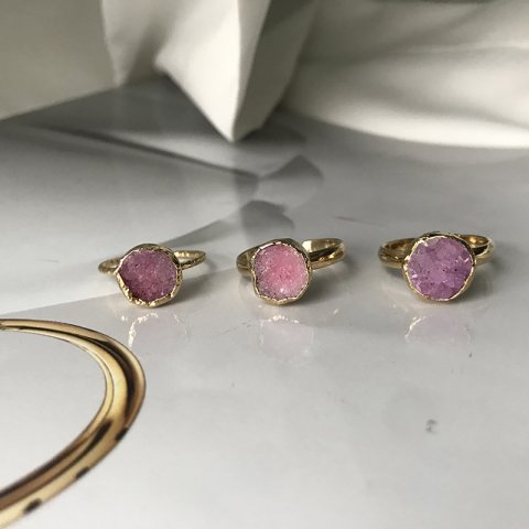 Pembe Druzy Yüzük