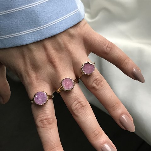 Pembe Druzy Yüzük