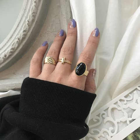 Siyah Oniks Doğal Taş Yüzük