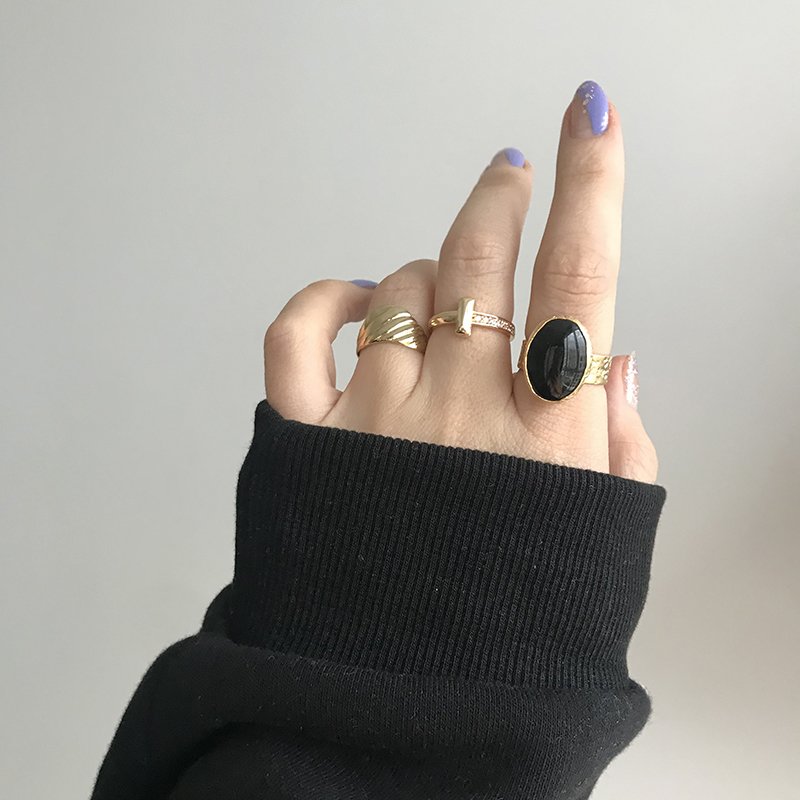 Siyah Oniks Doğal Taş Yüzük