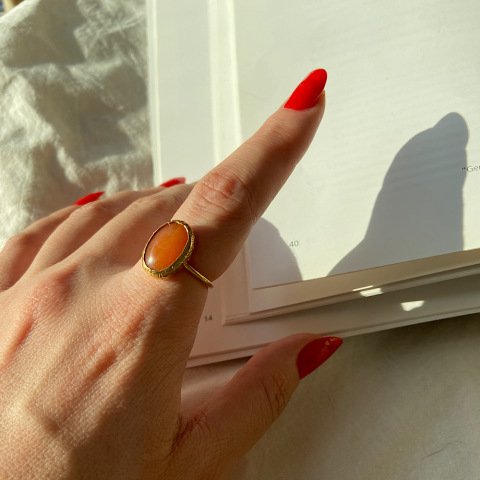 Oval Karnelyan Akik Taş Yüzük