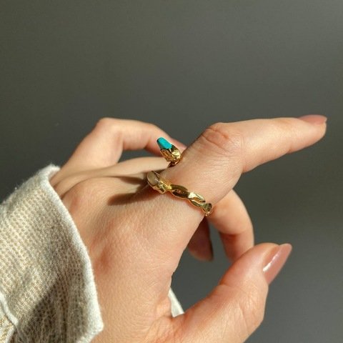 Vintage Turkuaz Taşlı Yüzük