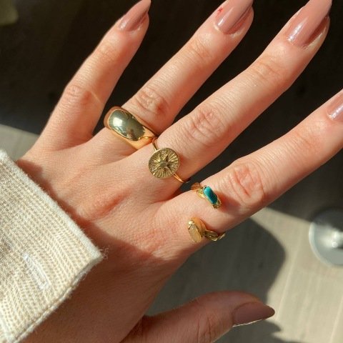 Vintage Turkuaz Taşlı Yüzük