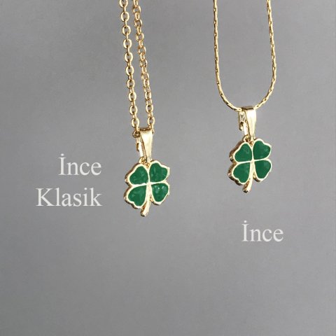 Yesil Mine Kaplama Şans Yonca Kolye