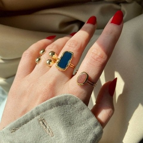 Yıldız Taşlı Minimal Yüzük