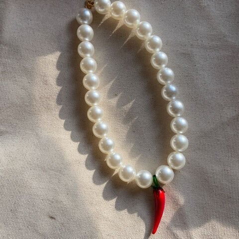 Mayorka İncili Murano Biber Kolye