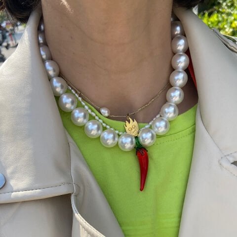 Mayorka İncili Murano Biber Kolye