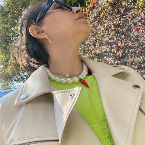 Mayorka İncili Murano Biber Kolye