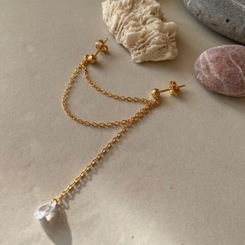 İki Delikli Damla TEK Küpe