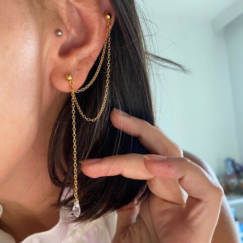 İki Delikli Damla TEK Küpe