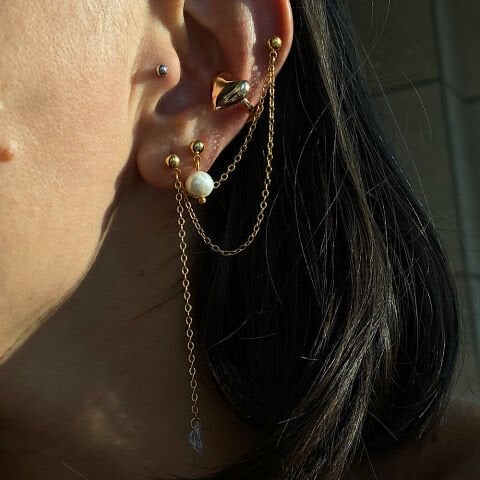 İki Delikli Damla TEK Küpe