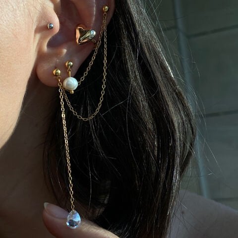 İki Delikli Damla TEK Küpe