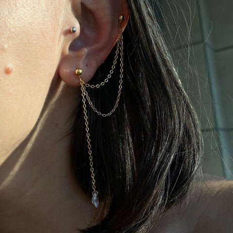 İki Delikli Damla TEK Küpe