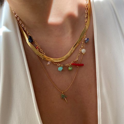 Palmiye Zirkon Taşlı Kolye