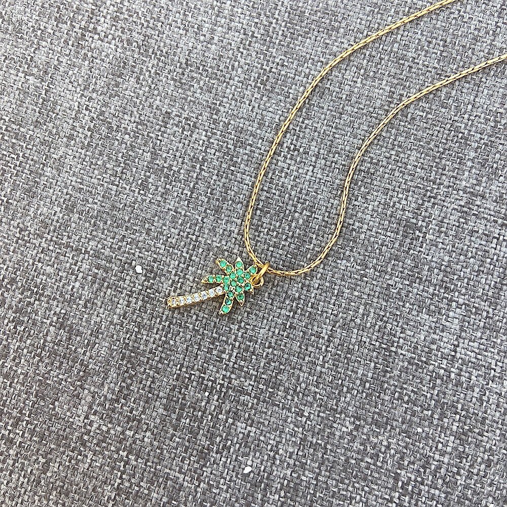 Palmiye Zirkon Taşlı Kolye