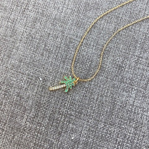 Palmiye Zirkon Taşlı Kolye