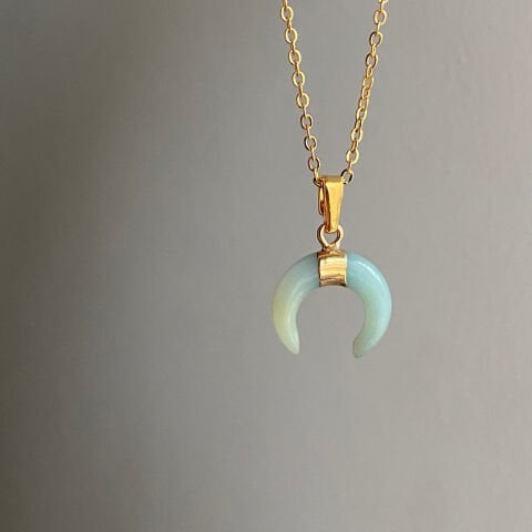 Mini Horn Amazonit Doğal Taş Kolye