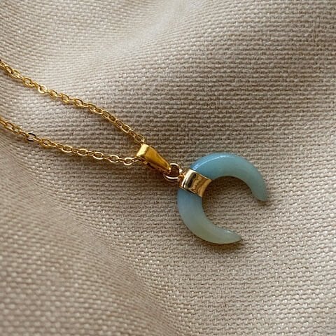 Mini Horn Amazonit Doğal Taş Kolye