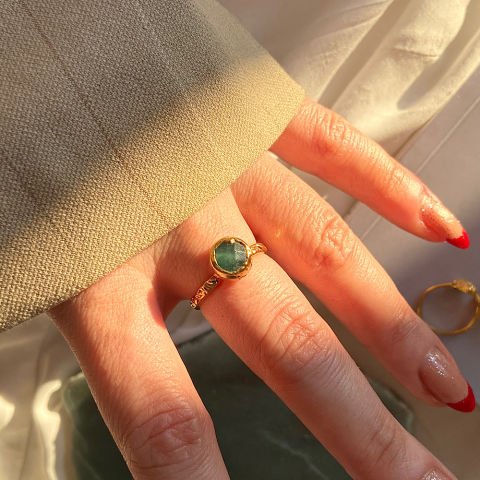 Minimal Aventurin Taşı Yüzük