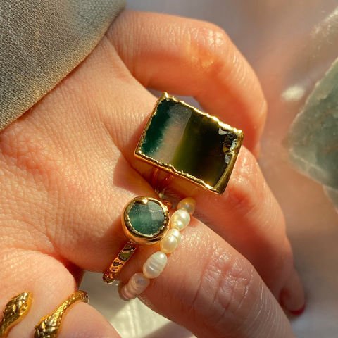 Minimal Aventurin Taşı Yüzük