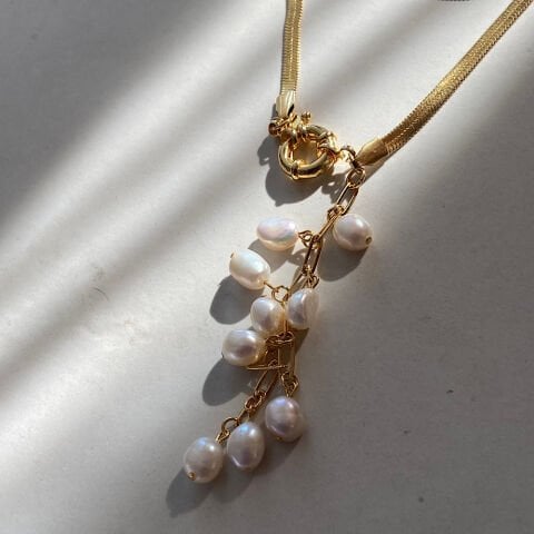 İnci Salkım Zincir Kolye
