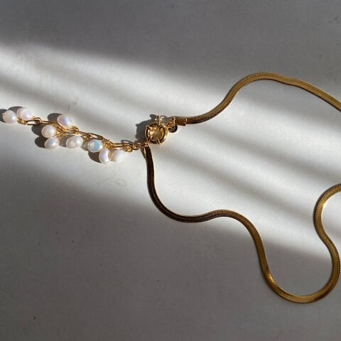 İnci Salkım Zincir Kolye