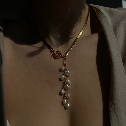 İnci Salkım Zincir Kolye
