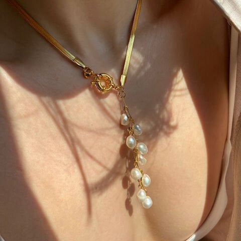 İnci Salkım Zincir Kolye