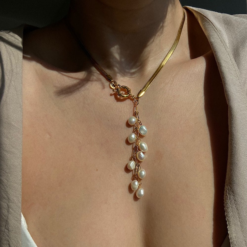 İnci Salkım Zincir Kolye