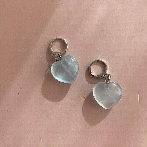 Akuamarin Kalp Küpe