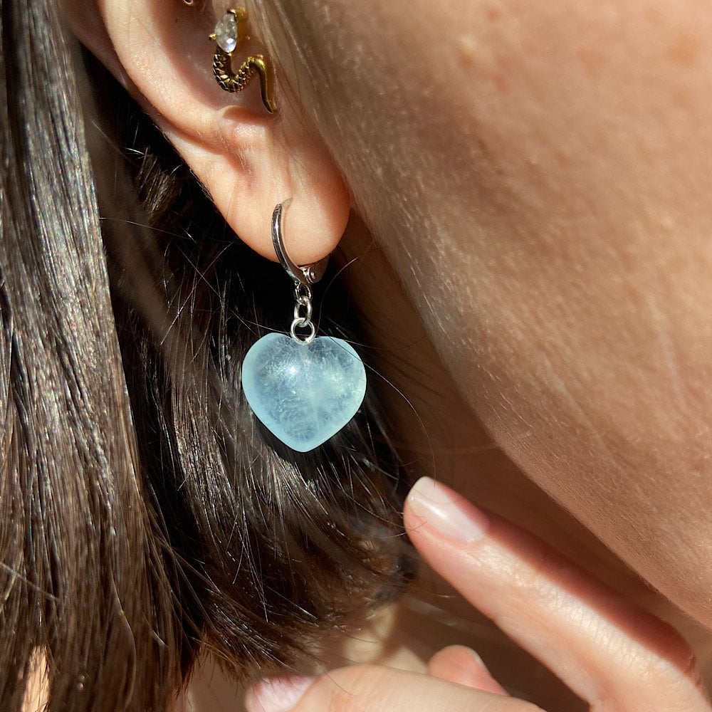 Akuamarin Kalp Küpe