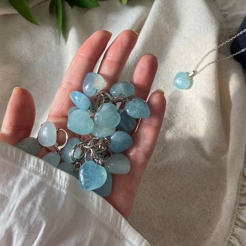 Akuamarin Kalp Küpe