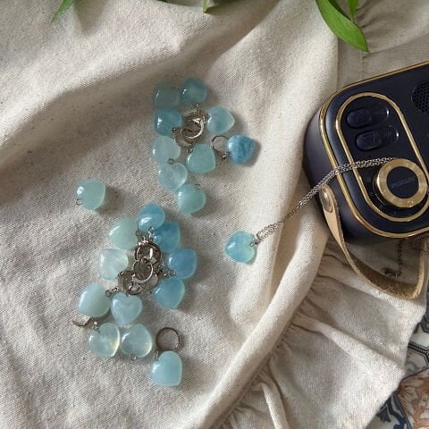 Akuamarin Kalp Küpe